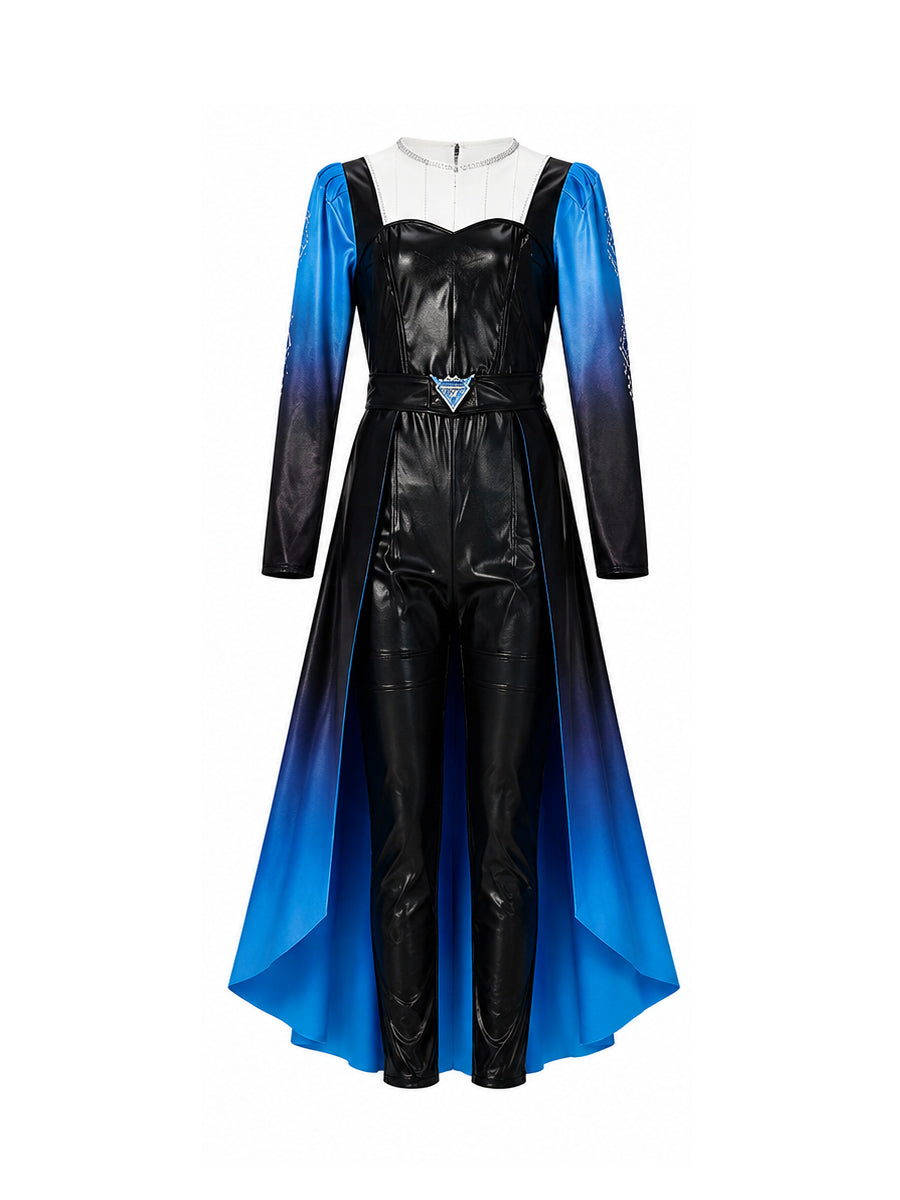 Descendants 5 Evil Chloe Costume for Kids and Adults Descendants Wicked Wonderland Princess Blue Faux Leather Cosplay Outfit