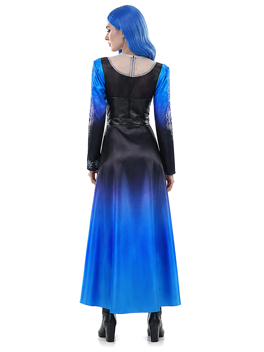 Descendants 5 Evil Chloe Costume for Kids and Adults Descendants Wicked Wonderland Princess Blue Faux Leather Cosplay Outfit