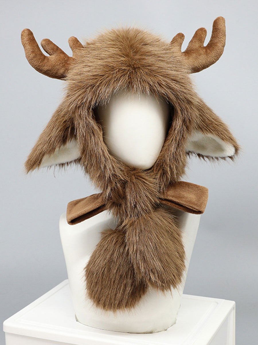 Faux Fur Christmas Deer Hat