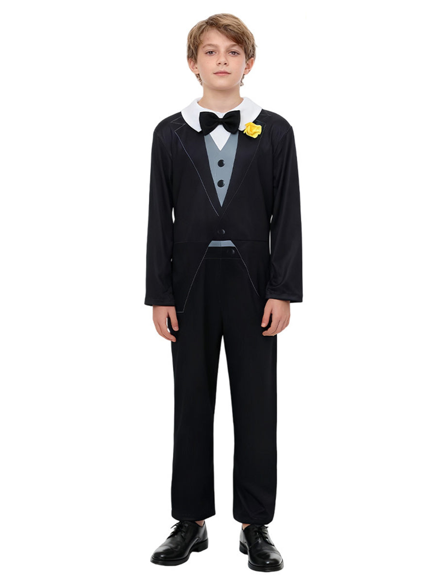 Formal Tuxedo Style Jumpsuit with Bow Tie