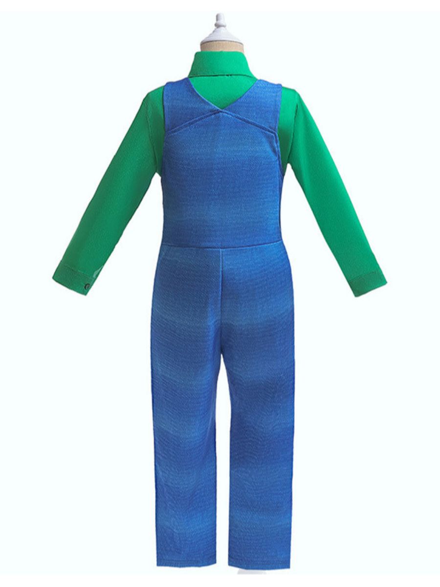 Kids Mario and Luigi Costume Super Mario Green Plumber Cosplay Outfit