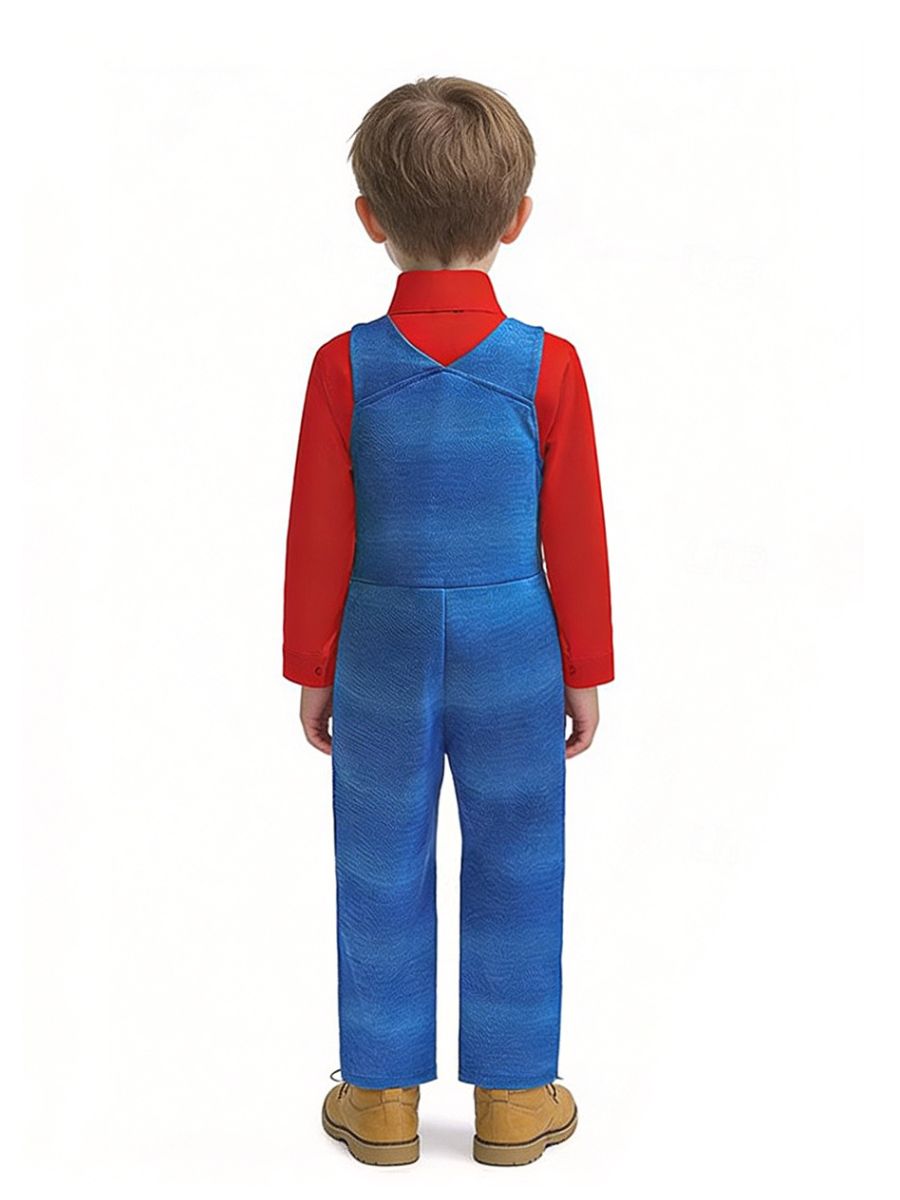 Kids Mario and Luigi Costume Super Mario Red Plumber Cosplay Outfit
