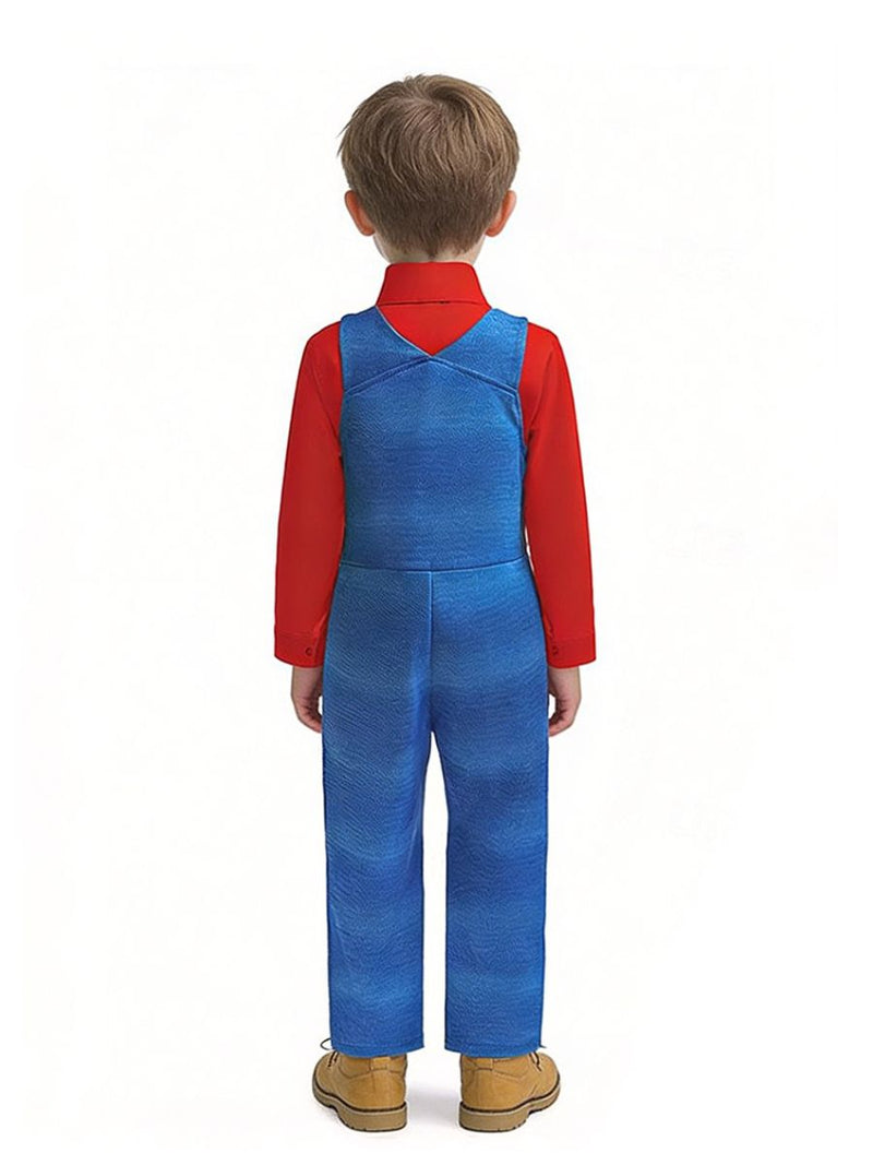 Kids Mario and Luigi Costume Super Mario Red Plumber Cosplay Outfit