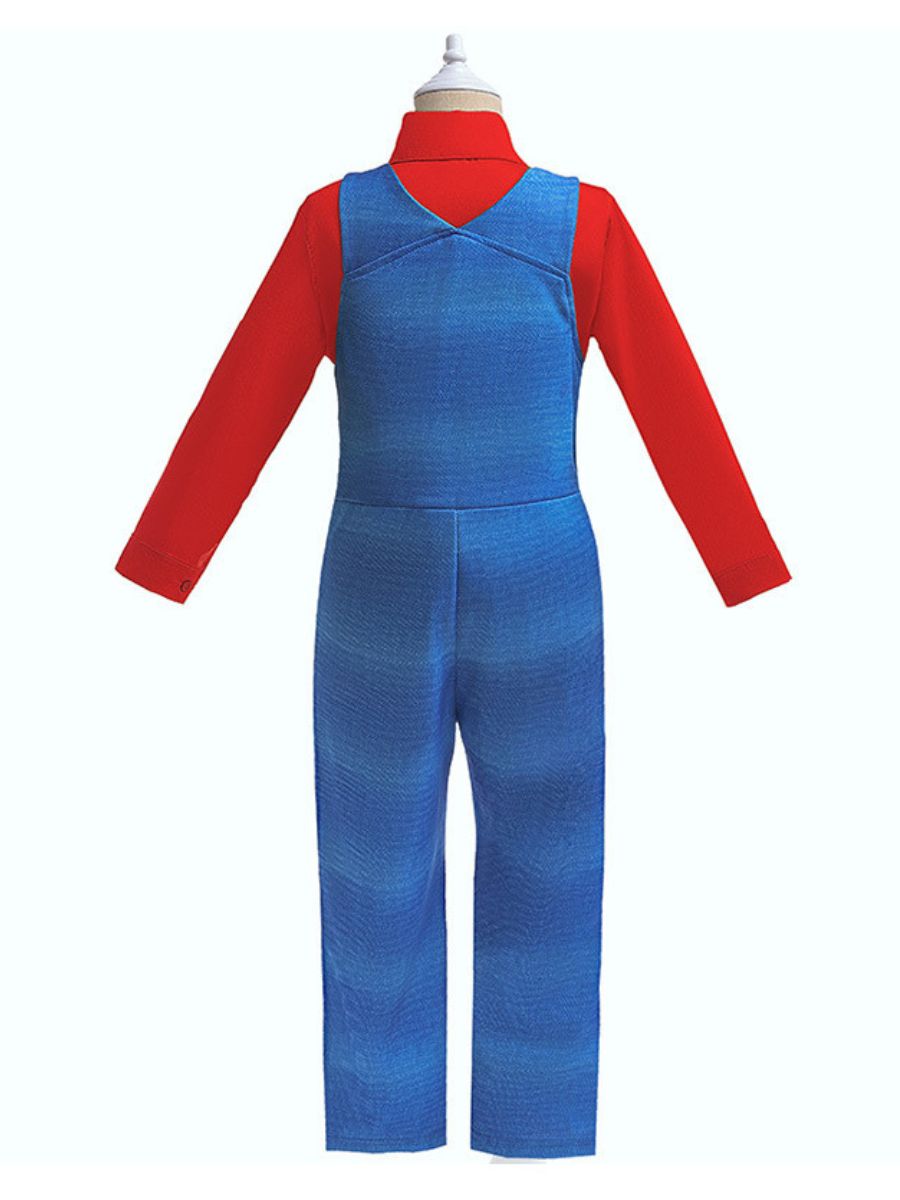 Kids Mario and Luigi Costume Super Mario Red Plumber Cosplay Outfit
