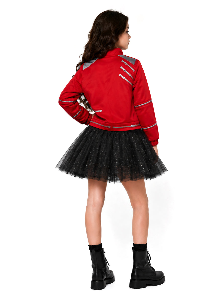 Girls Michael Jackson Beat It Costume Retro Pop King 3D Print Performance Outfit