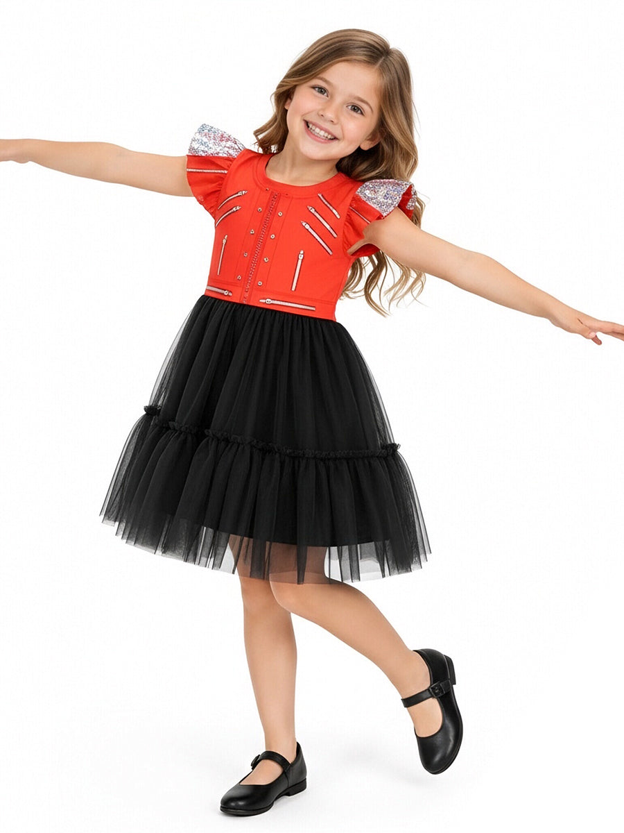 Michael Jackson Girl Costume Beat It Costume Retro Pop King 3D Print Dress