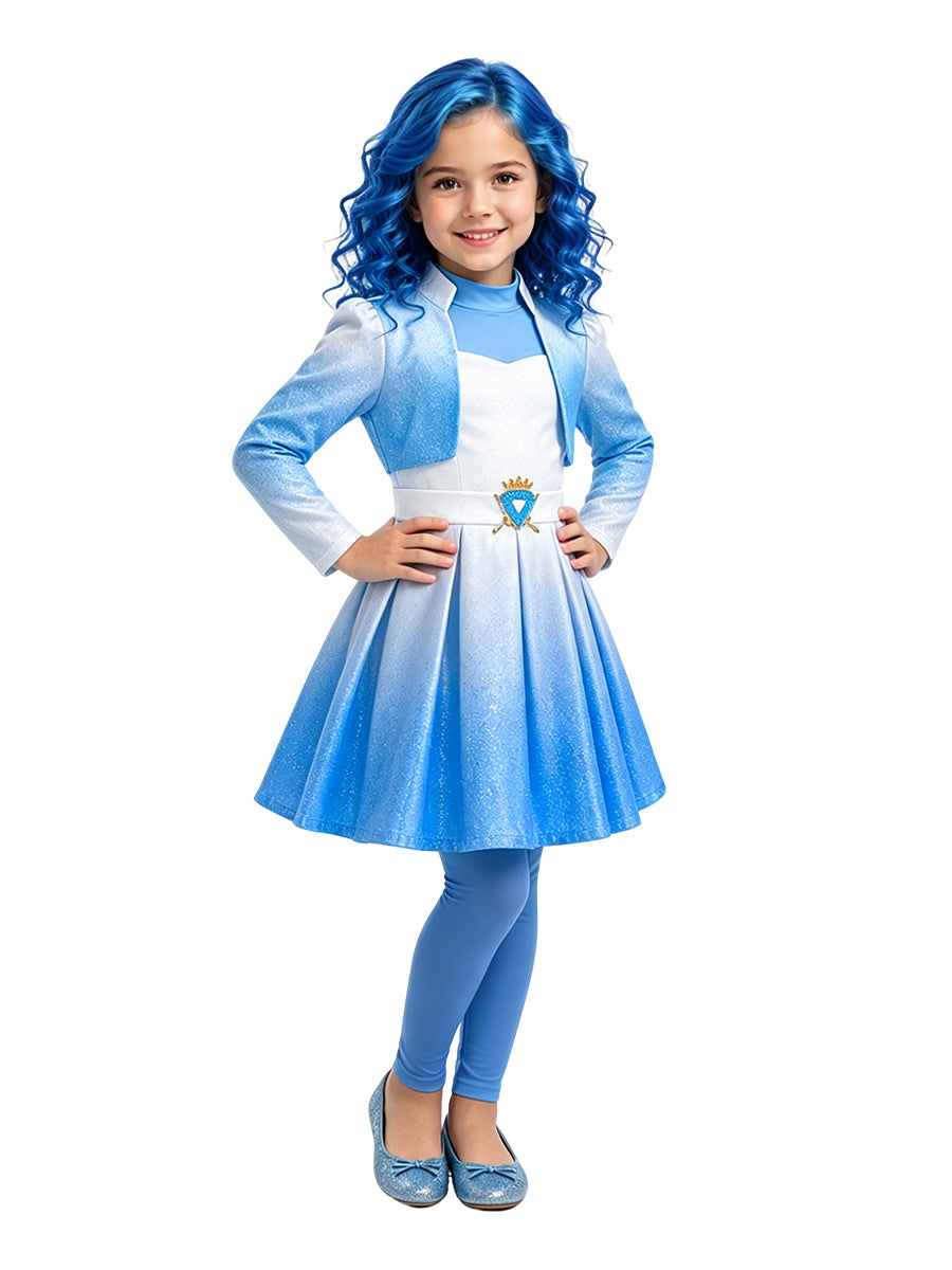 Descendants 5 Chloe Costume for Kids Descendants Wicked Wonderland Blue Princess Cosplay Outfit