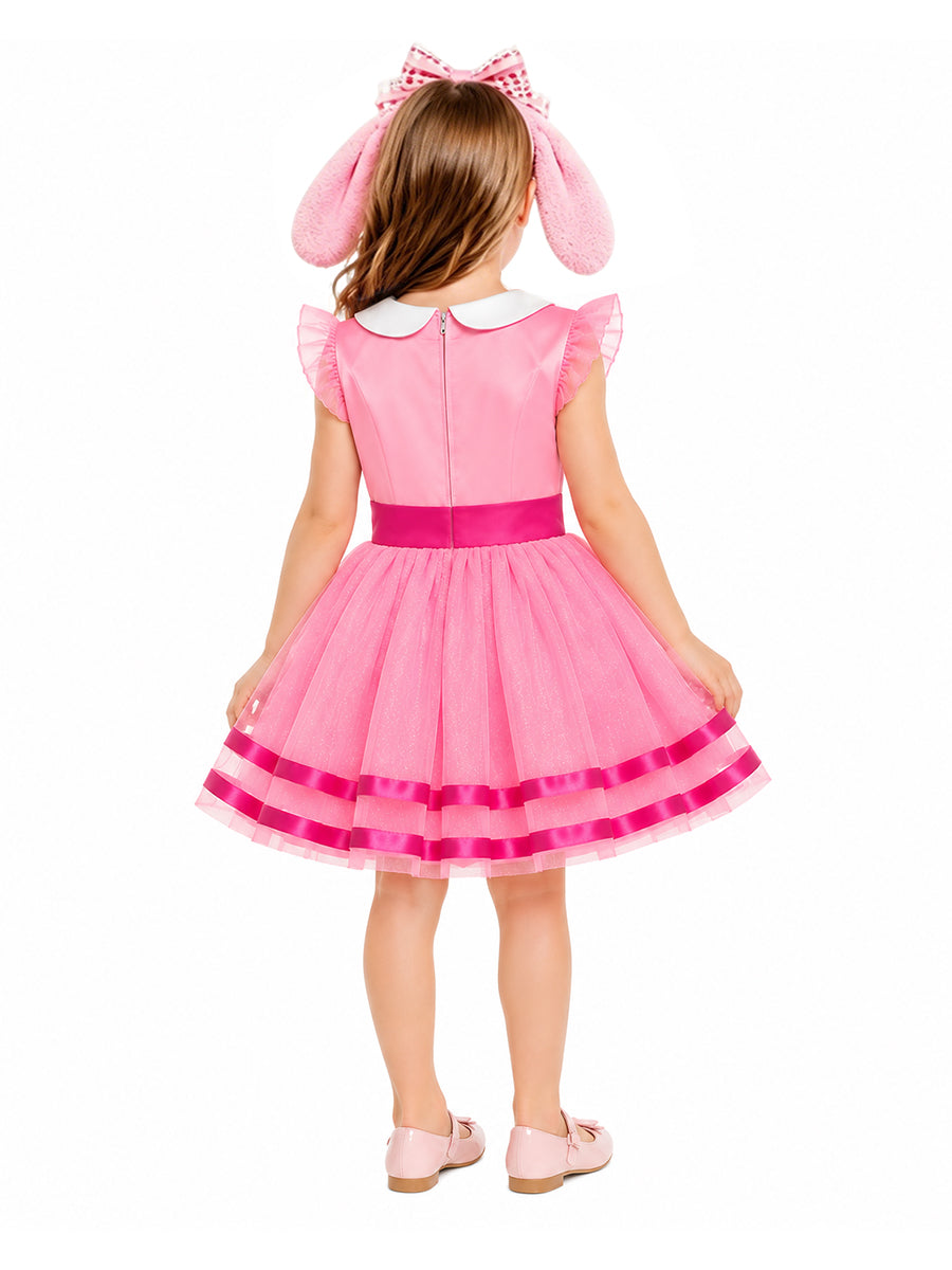 Girls Paw Patrol Skye Costume Pink Satin Puppy Dress with Plush Headpiece