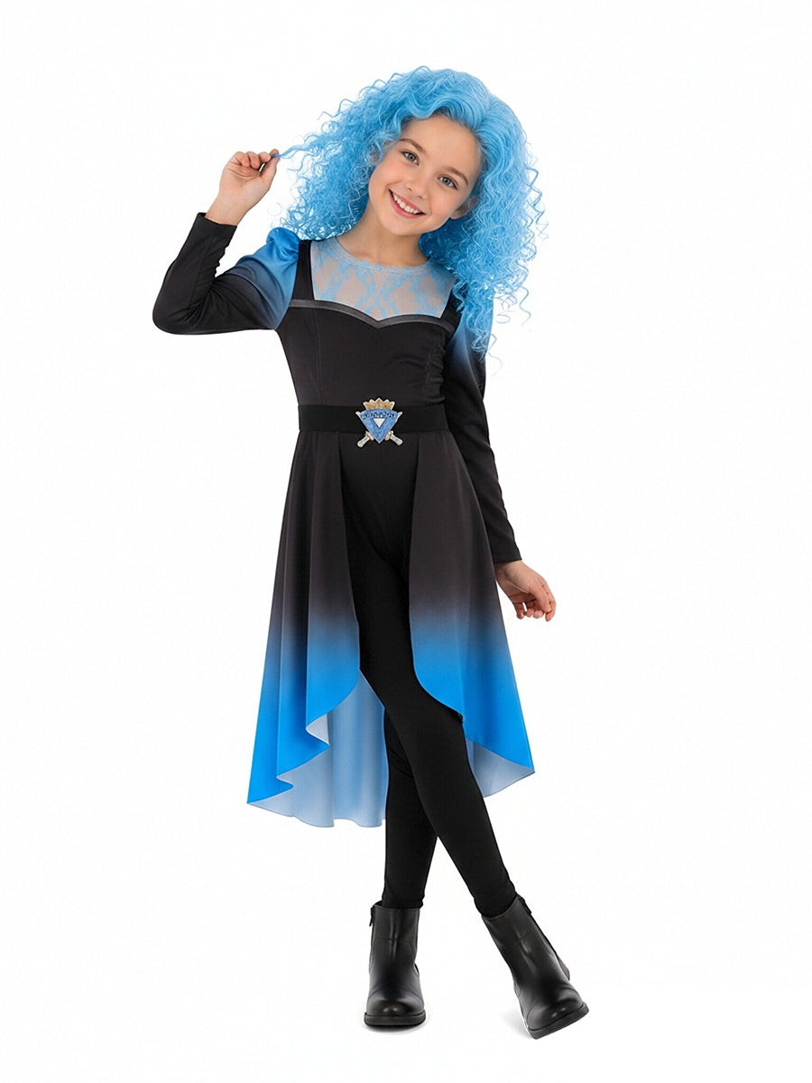 Descendants 5 Evil Chloe Costume for Girls Descendants Wicked Wonderland Princess Blue Cosplay Outfit