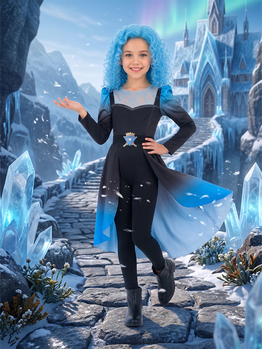 Descendants 5 Evil Chloe Costume for Girls Descendants Wicked Wonderland Princess Blue Cosplay Outfit