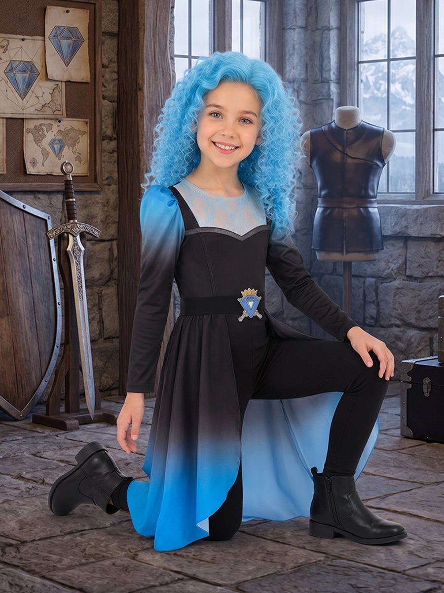 Descendants 5 Evil Chloe Costume for Girls Descendants Wicked Wonderland Princess Blue Cosplay Outfit