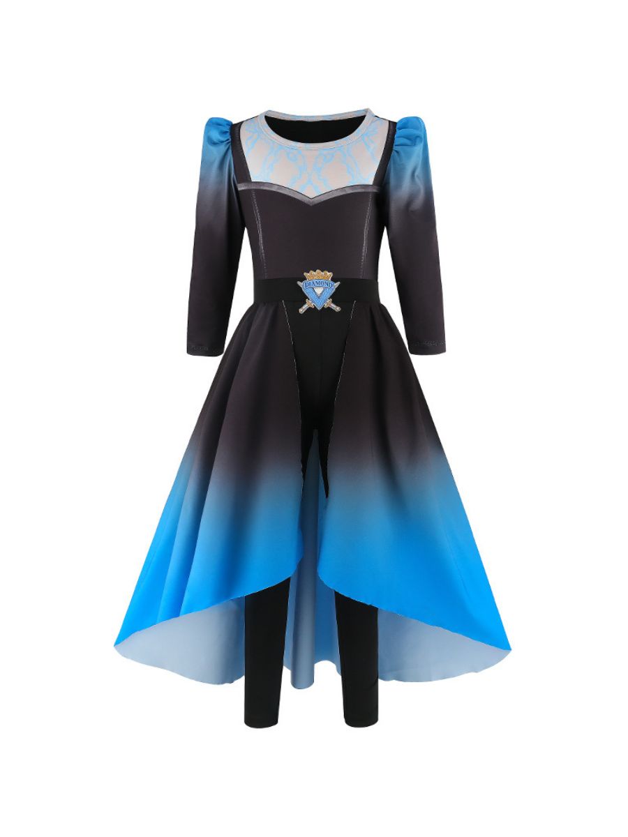 Descendants 5 Evil Chloe Costume for Girls Descendants Wicked Wonderland Princess Blue Cosplay Outfit