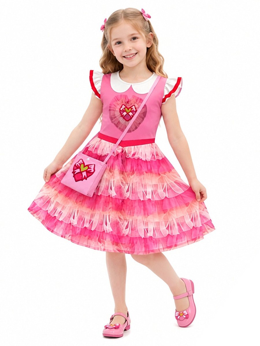 Girls Descendants 5 Pink Costume Descendants Wicked Wonderland Pink Princess Dress and Shoulder Bag
