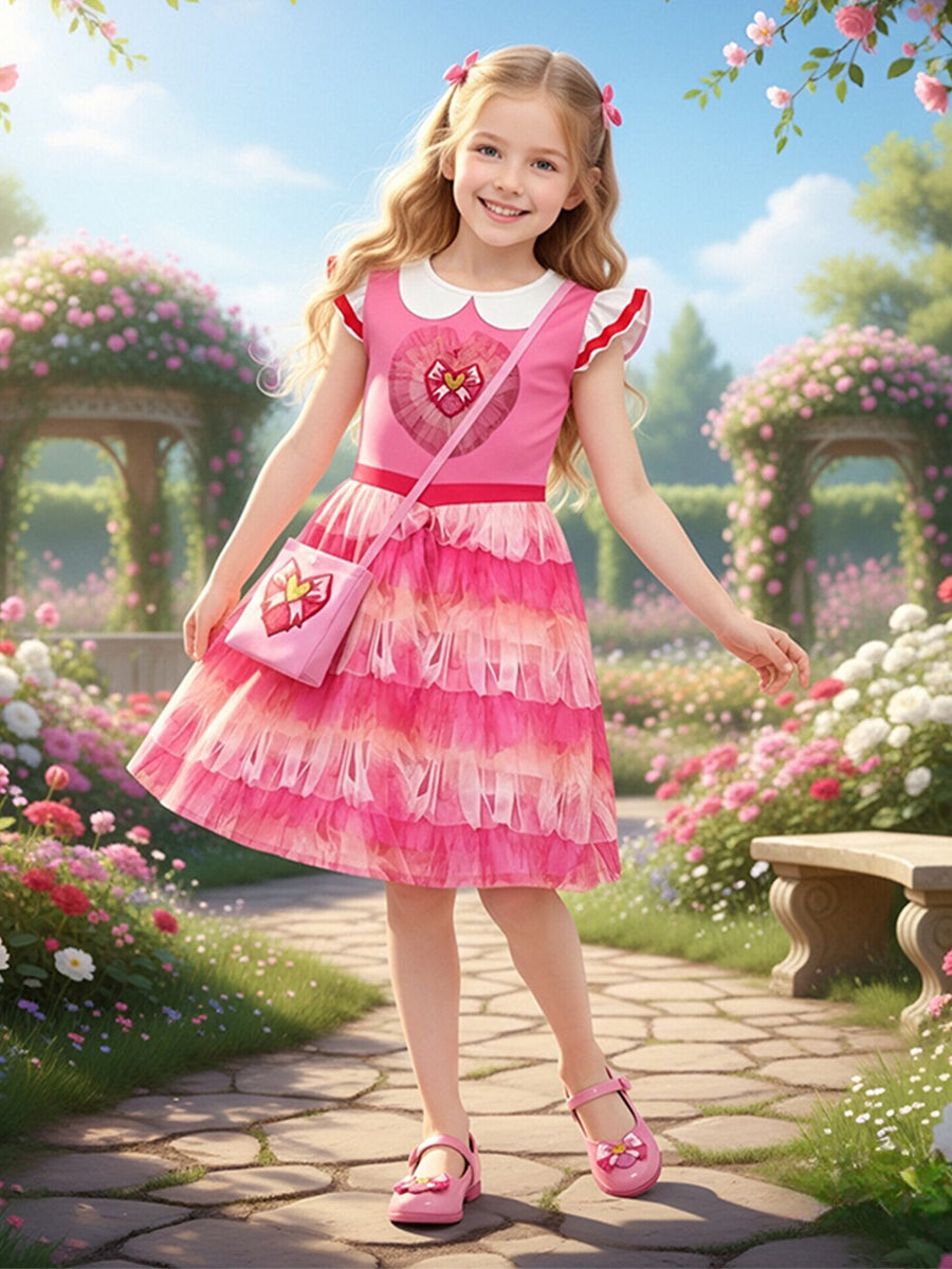 Girls Descendants 5 Pink Costume Descendants Wicked Wonderland Pink Princess Dress and Shoulder Bag