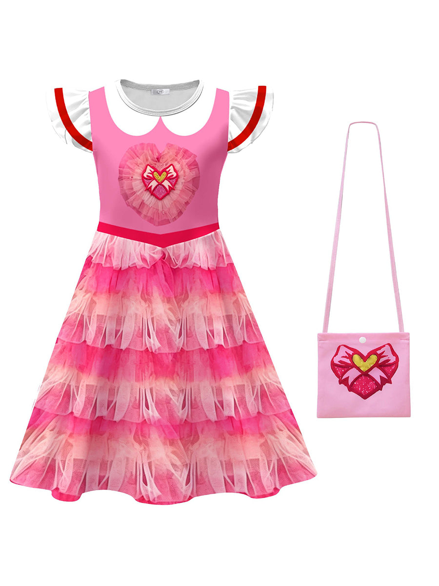 Girls Descendants 5 Pink Costume Descendants Wicked Wonderland Pink Princess Dress and Shoulder Bag