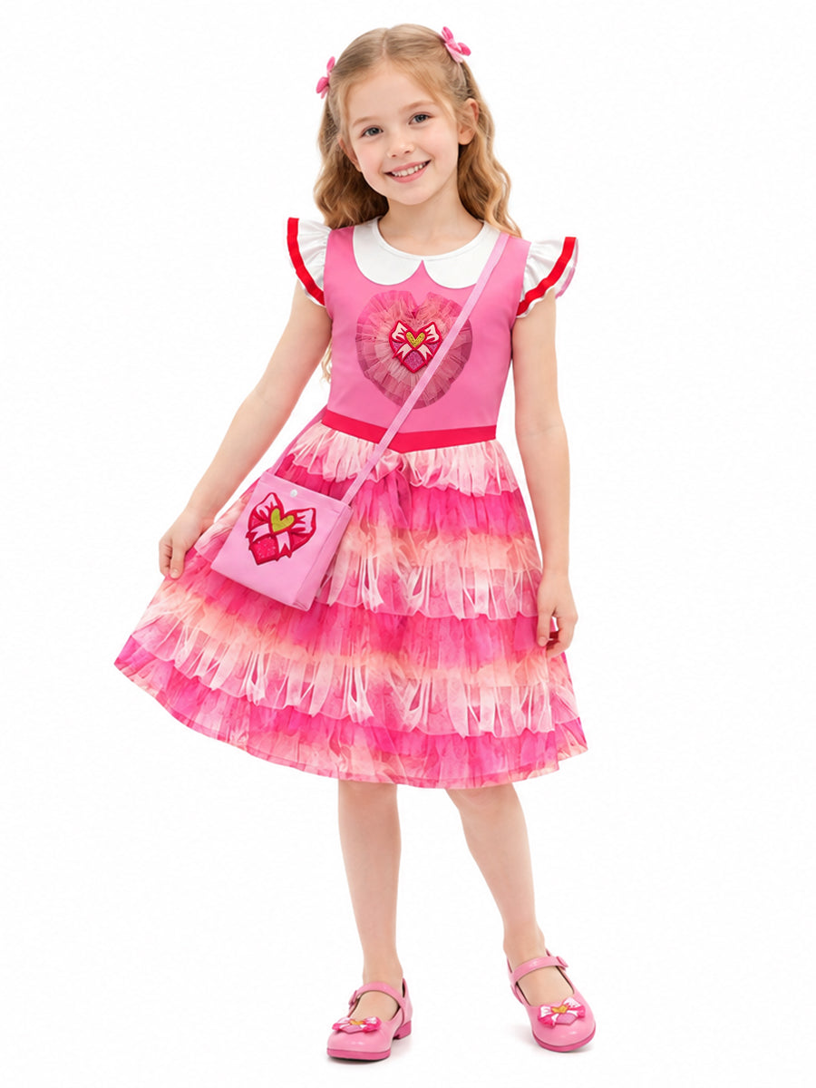 Girls Descendants 5 Pink Costume Descendants Wicked Wonderland Pink Princess Dress and Shoulder Bag