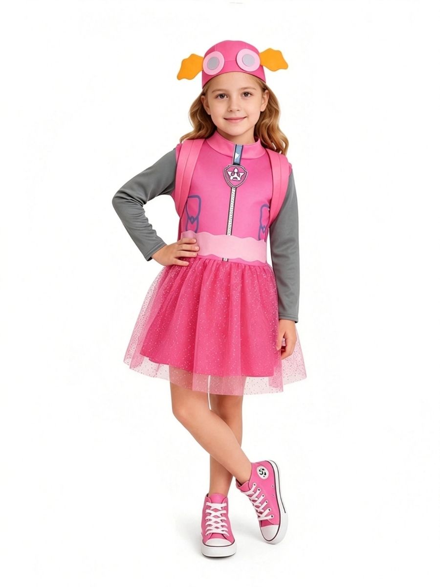 Girls Paw Patrol Skye Costume Pink Puppy Tiered Tutu Dress Set