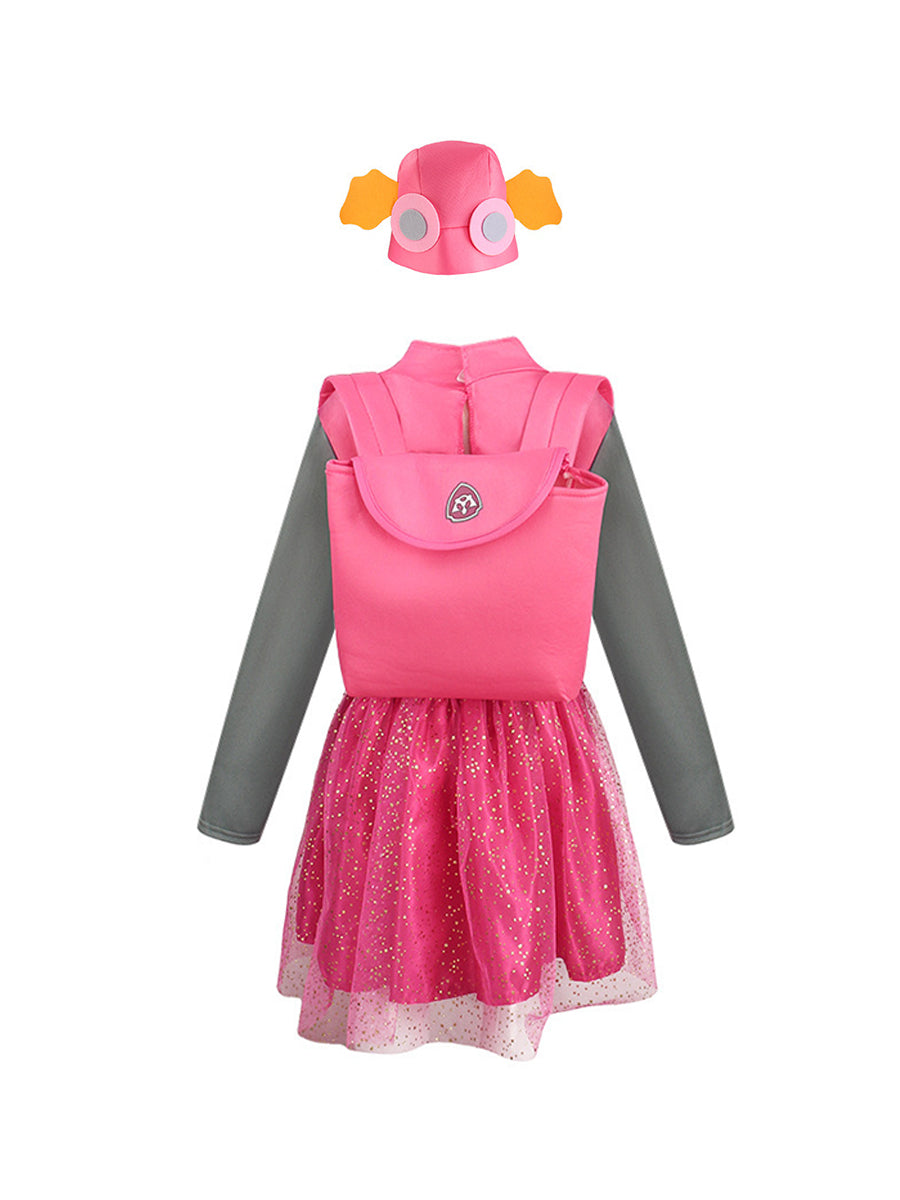 Girls Paw Patrol Skye Costume Pink Puppy Tiered Tutu Dress Set
