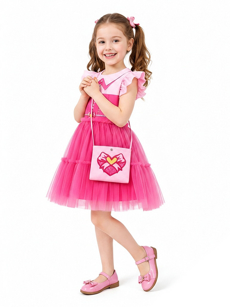 Girls Descendants 5 Pink Costume Descendants Wicked Wonderland Pink Princess Tiered Tulle and Shoulder Bag