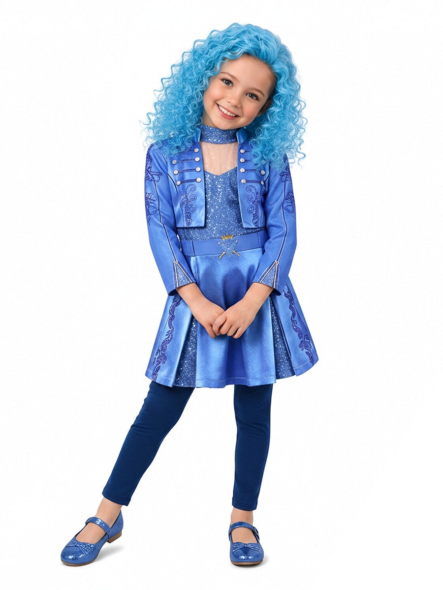 Girls Descendants 5 Chloe Costume Descendants Wicked Wonderland Blue Princess Cosplay Outfit