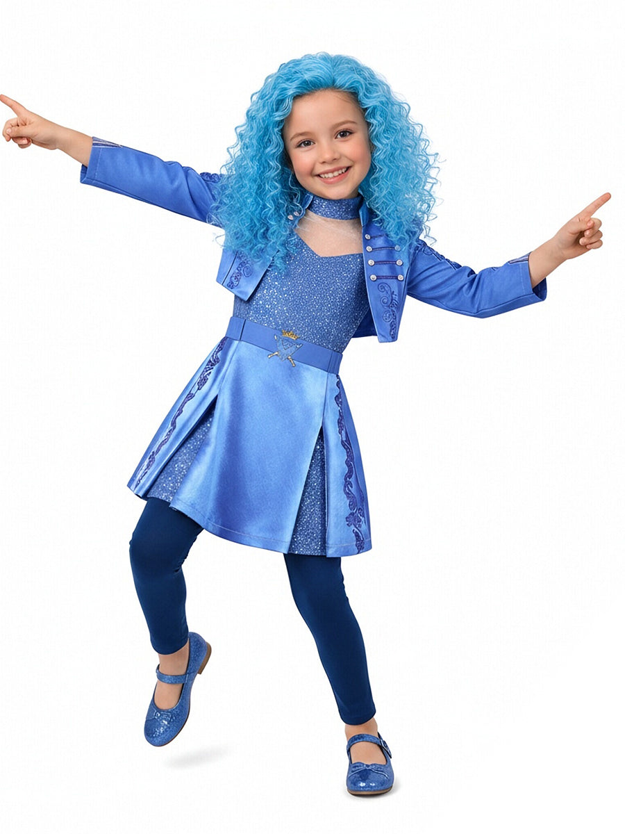Girls Descendants 5 Chloe Costume Descendants Wicked Wonderland Blue Princess Cosplay Outfit