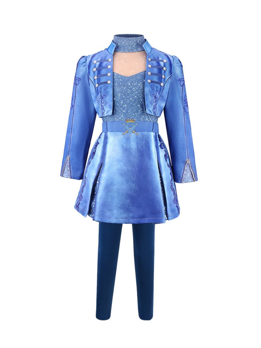 Girls Descendants 5 Chloe Costume Descendants Wicked Wonderland Blue Princess Cosplay Outfit
