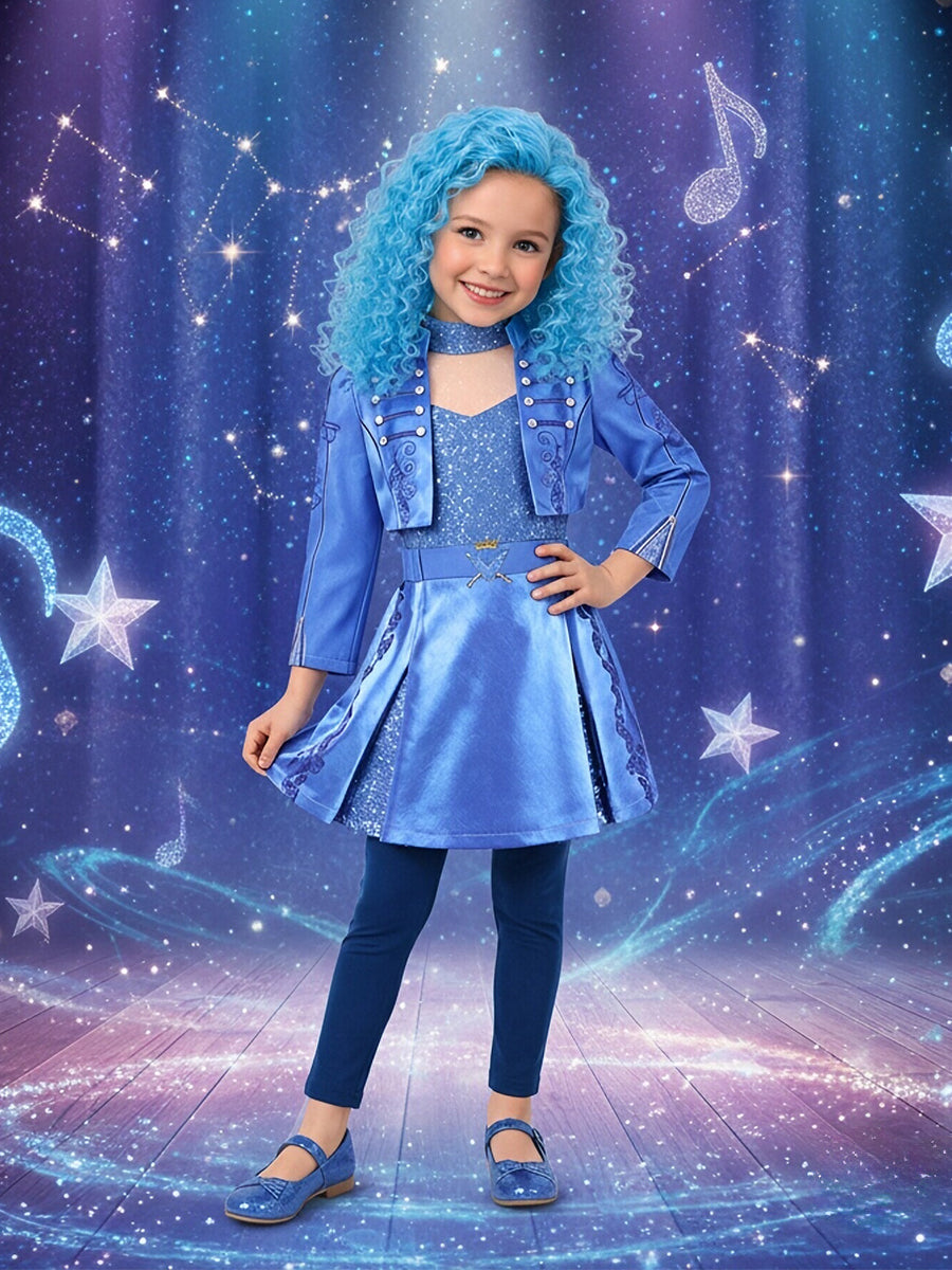 Girls Descendants 5 Chloe Costume Descendants Wicked Wonderland Blue Princess Cosplay Outfit