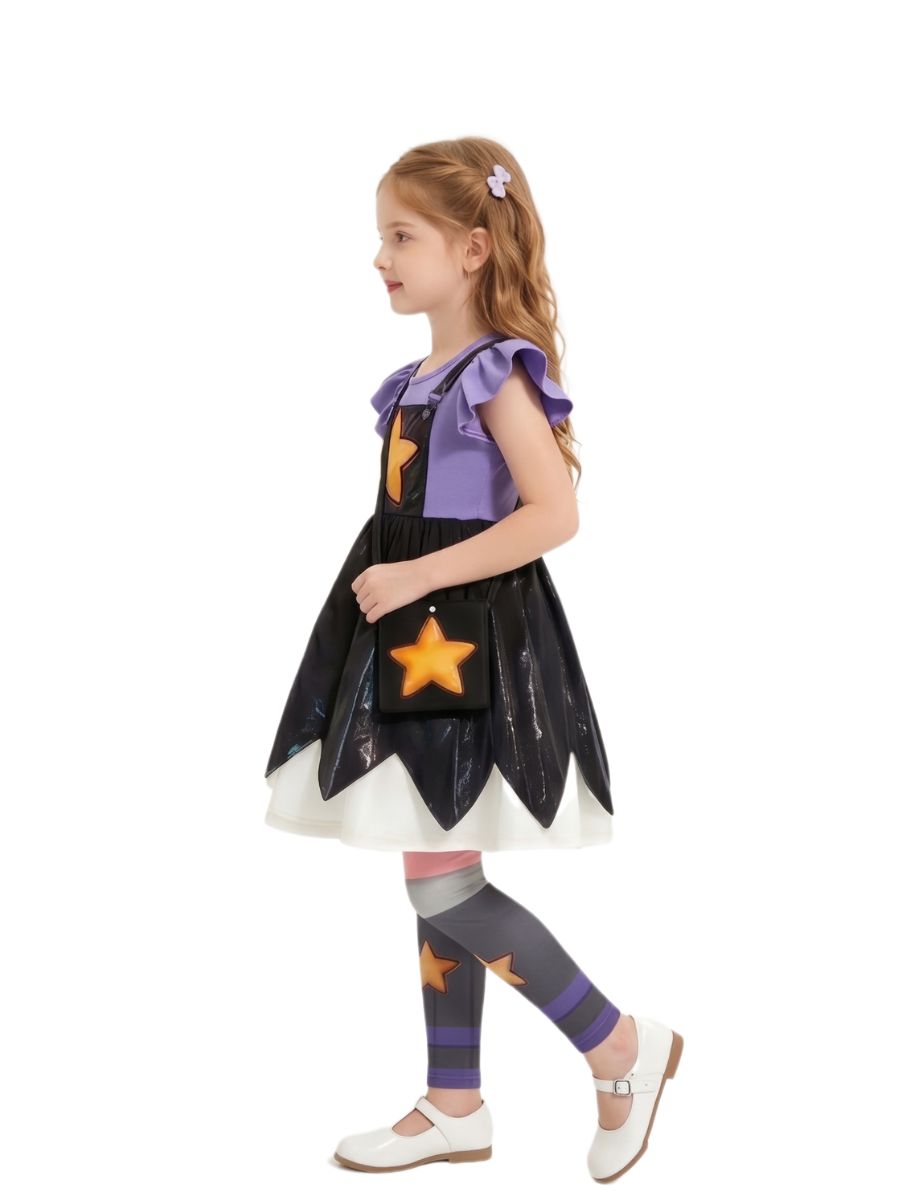 Kids Poppy Playtime Lily Lovebraids Costume Girls Star Cosplay Dress and Leggings Set with Crossbody Bag