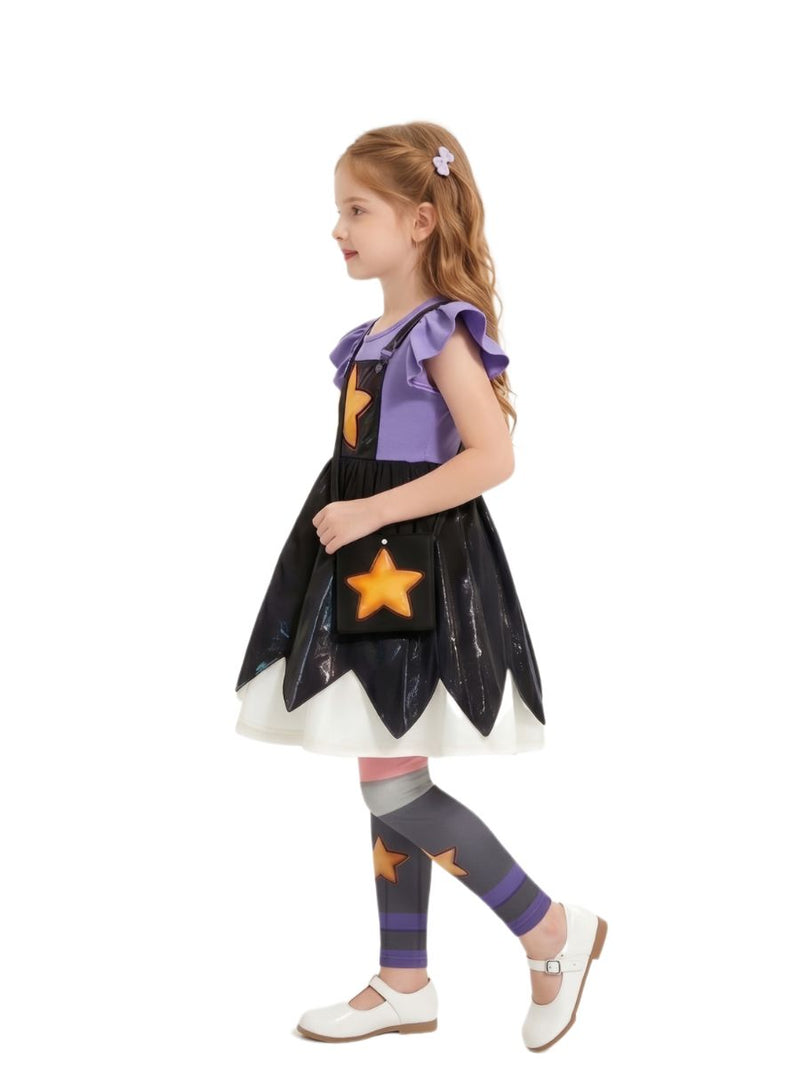 Kids Poppy Playtime Lily Lovebraids Costume Girls Star Cosplay Dress and Leggings Set with Crossbody Bag