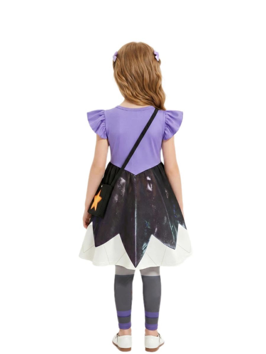 Kids Poppy Playtime Lily Lovebraids Costume Girls Star Cosplay Dress and Leggings Set with Crossbody Bag
