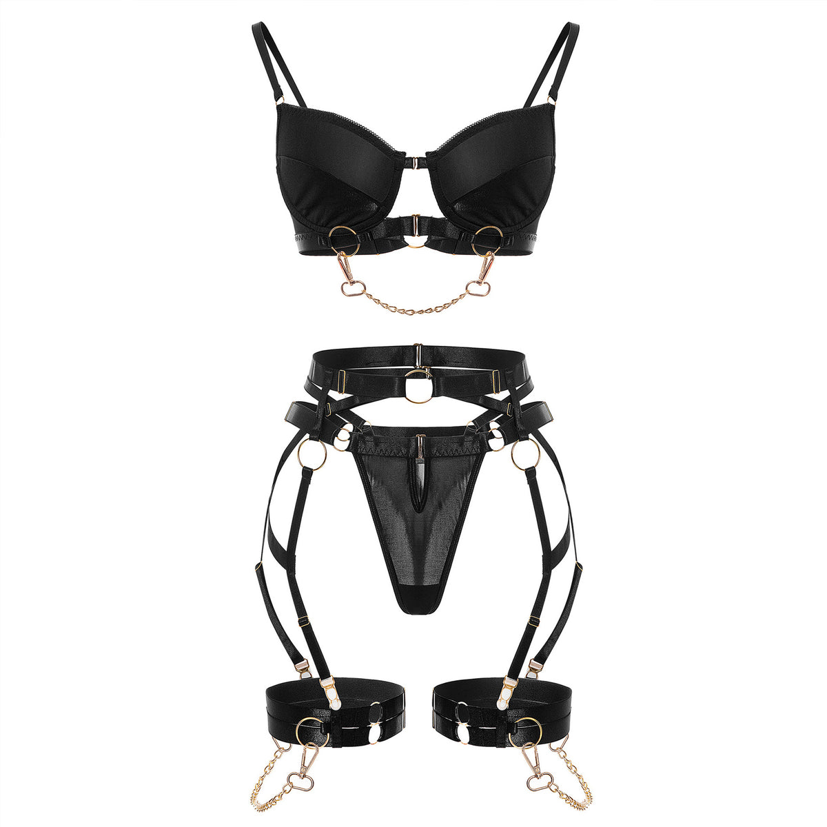 Womens Leather Chest Bust Harness Belt Strappy Body Caged Bra Punk Gothic  Strap