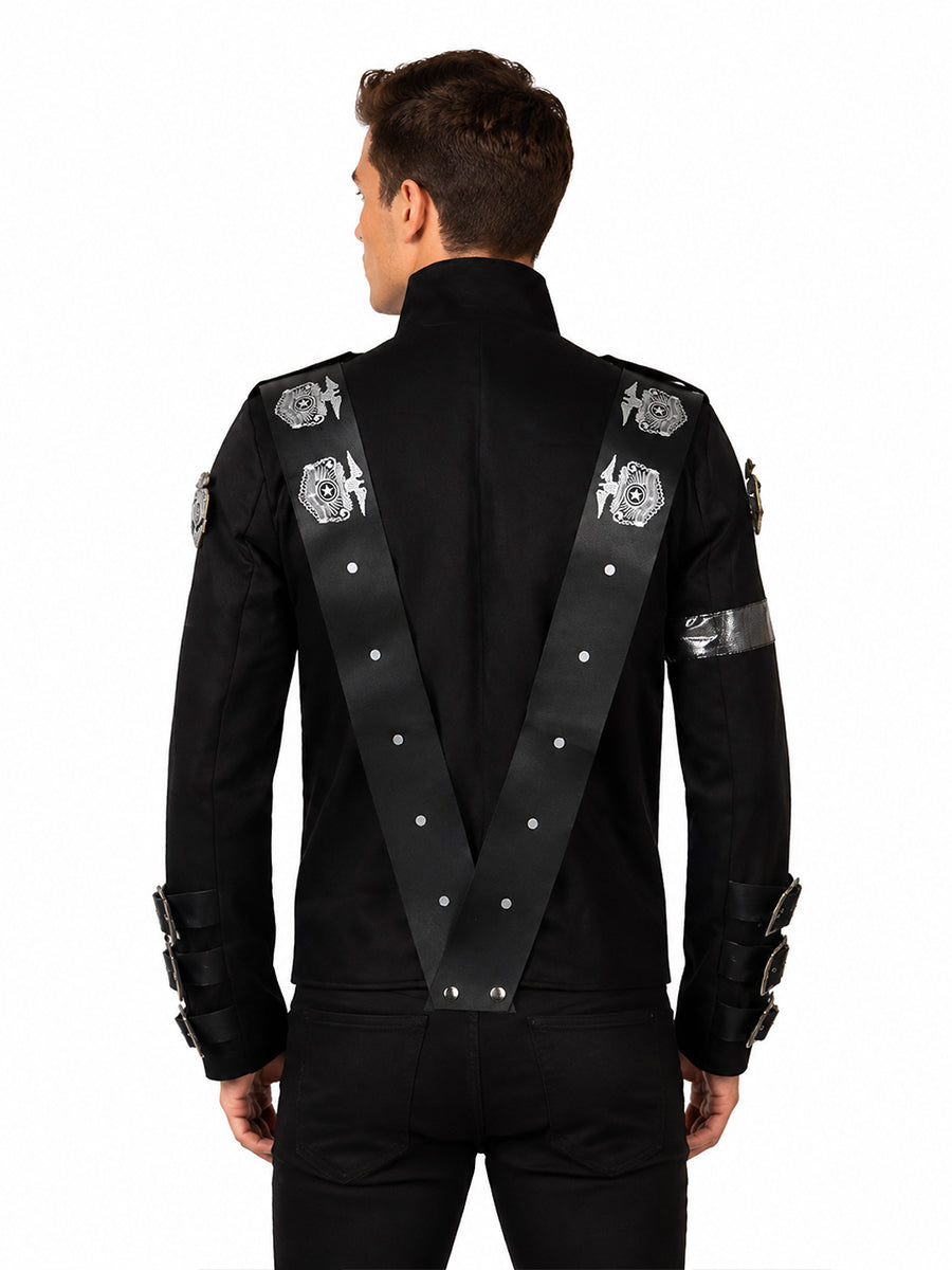 Michael Jackson Bad Jacket MJ Gothic Rock Military Jacket 80s Pop King Performance Costume