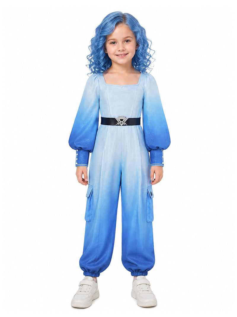 Descendants 5 Chloe Costume Descendants Wicked Wonderland Gradient Blue Princess Jumpsuit 