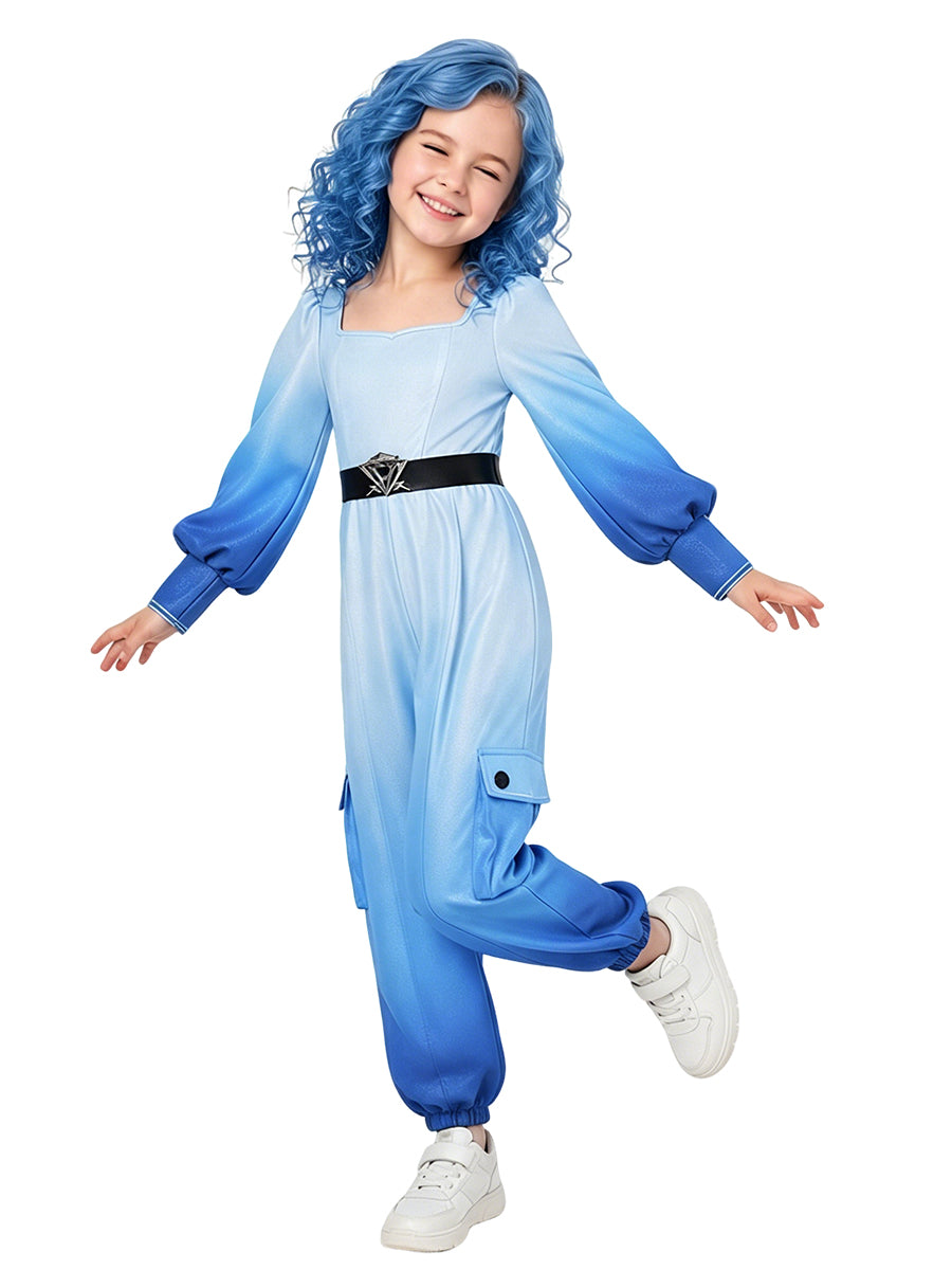 Descendants 5 Chloe Costume Descendants Wicked Wonderland Gradient Blue Princess Jumpsuit 