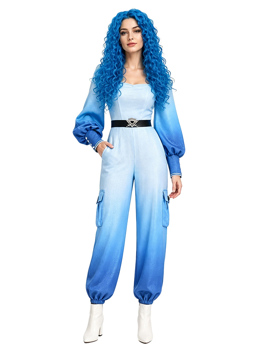 Descendants 5 Chloe Costume Descendants Wicked Wonderland Gradient Blue Princess Jumpsuit 
