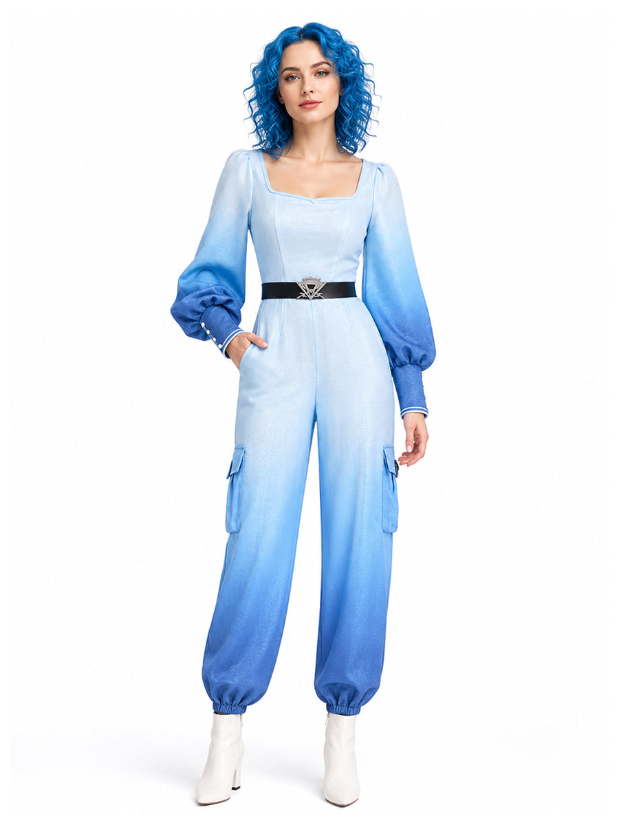 Descendants 5 Chloe Costume Descendants Wicked Wonderland Gradient Blue Princess Jumpsuit 