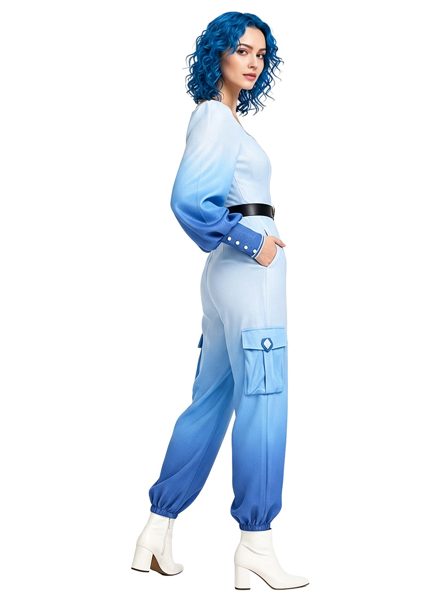Descendants 5 Chloe Costume Descendants Wicked Wonderland Gradient Blue Princess Jumpsuit 