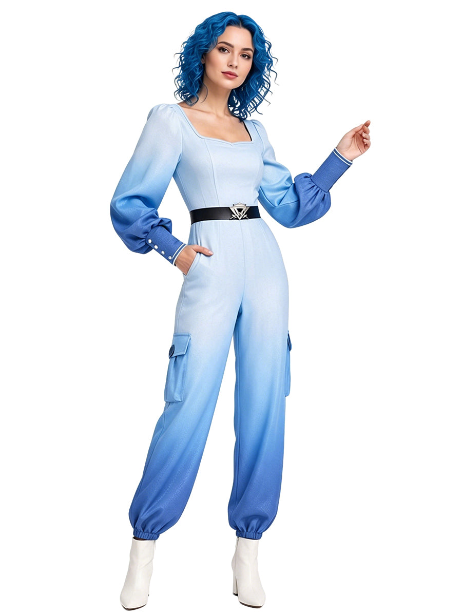 Descendants 5 Chloe Costume Descendants Wicked Wonderland Gradient Blue Princess Jumpsuit 