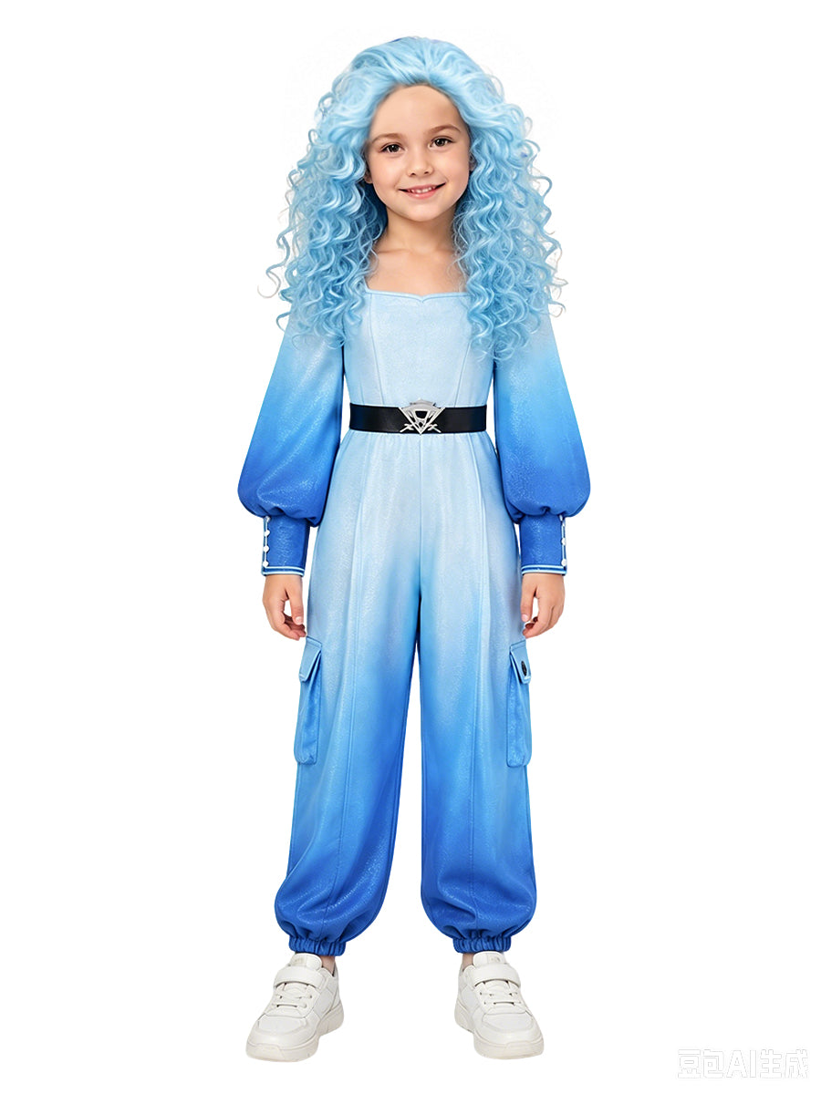 Descendants 5 Chloe Costume Descendants Wicked Wonderland Gradient Blue Princess Jumpsuit 