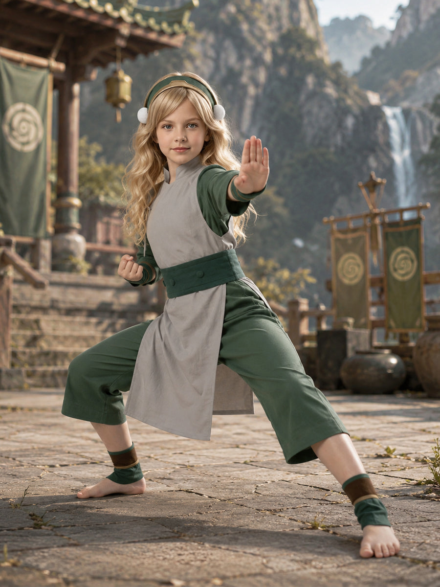 Toph Beifong Cosplay Costume for Kids and Adults Avatar Earth Kingdom Outfit