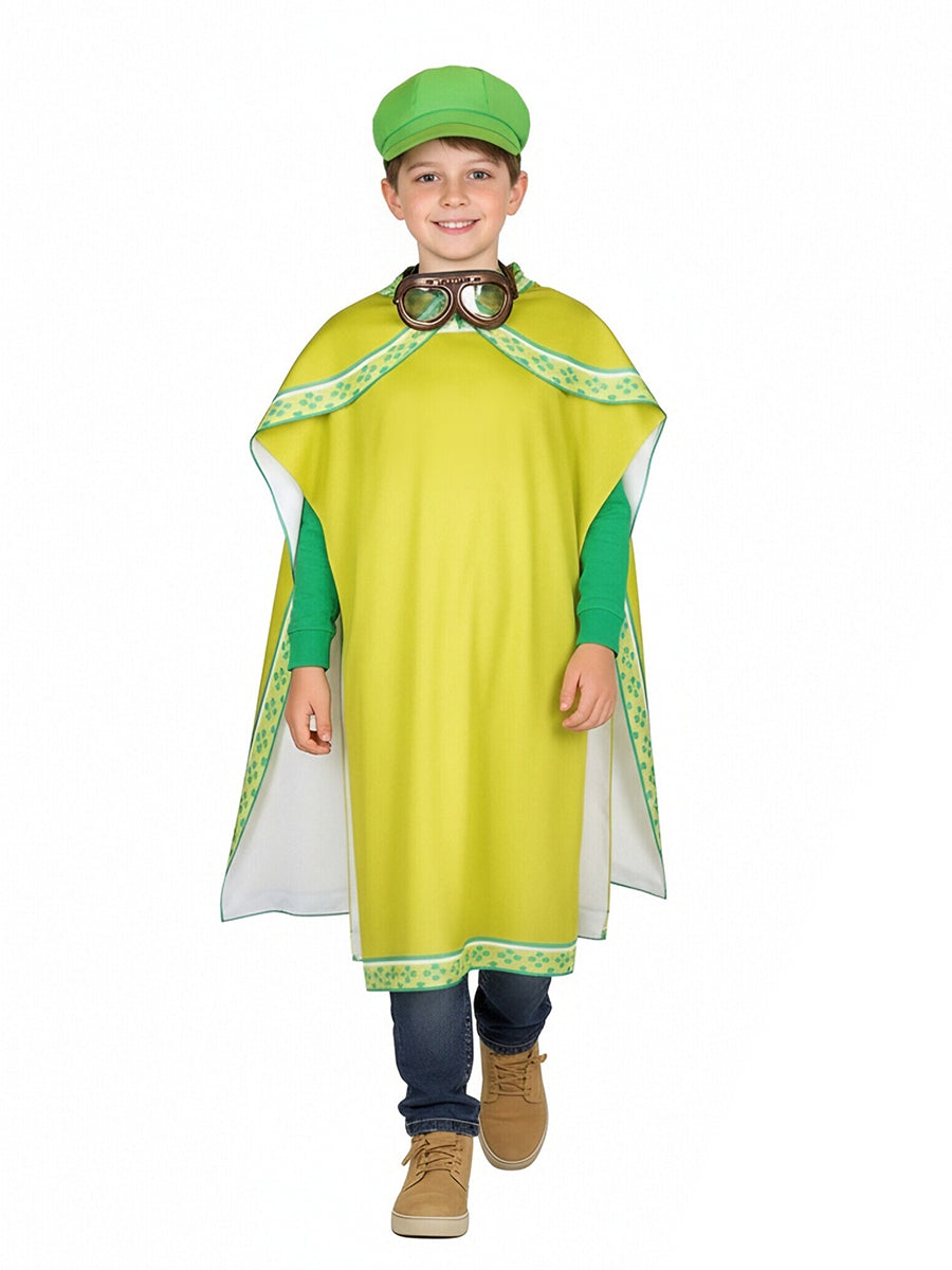Super Mario Luigi Costume for Kids and Adult Green Plumber Poncho with Goggles and Hat