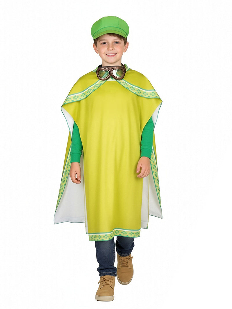 Super Mario Luigi Costume for Kids and Adult Green Plumber Poncho with Goggles and Hat