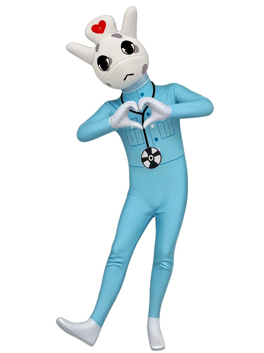 Animal Hospital Nurse Costume Nurse Bunny Full Body Jumpsuit for Kids and Adults