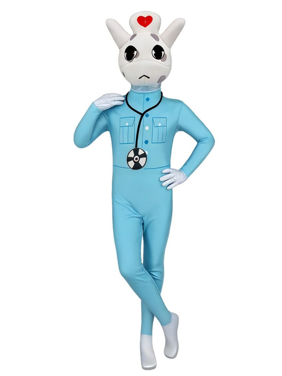 Animal Hospital Nurse Costume Nurse Bunny Full Body Jumpsuit for Kids and Adults