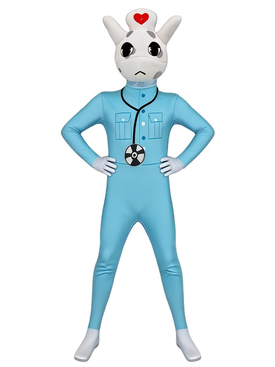 Animal Hospital Nurse Costume Nurse Bunny Full Body Jumpsuit for Kids and Adults