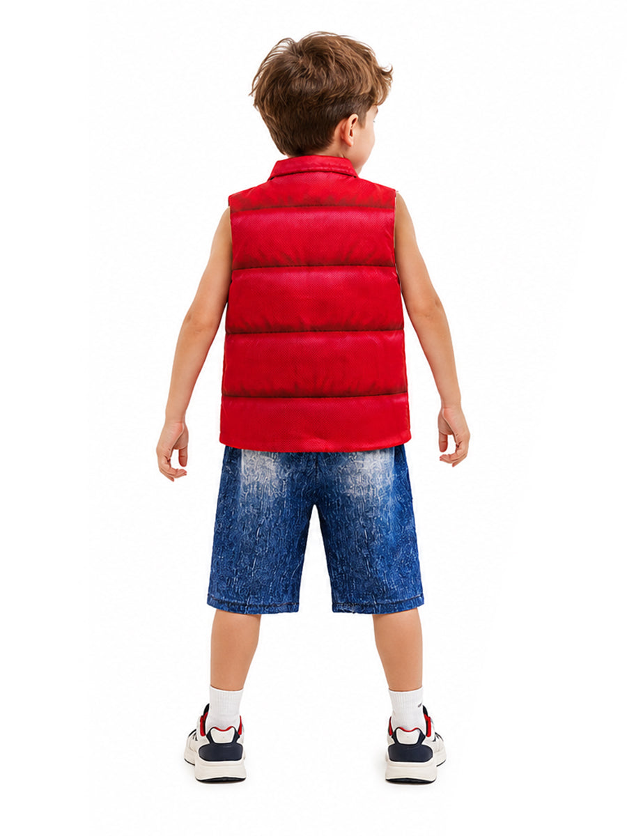 Forgotten Island Raww Costume for Kids Animated Red Sleeveless Vest T-Shirt and Denim Shorts Set