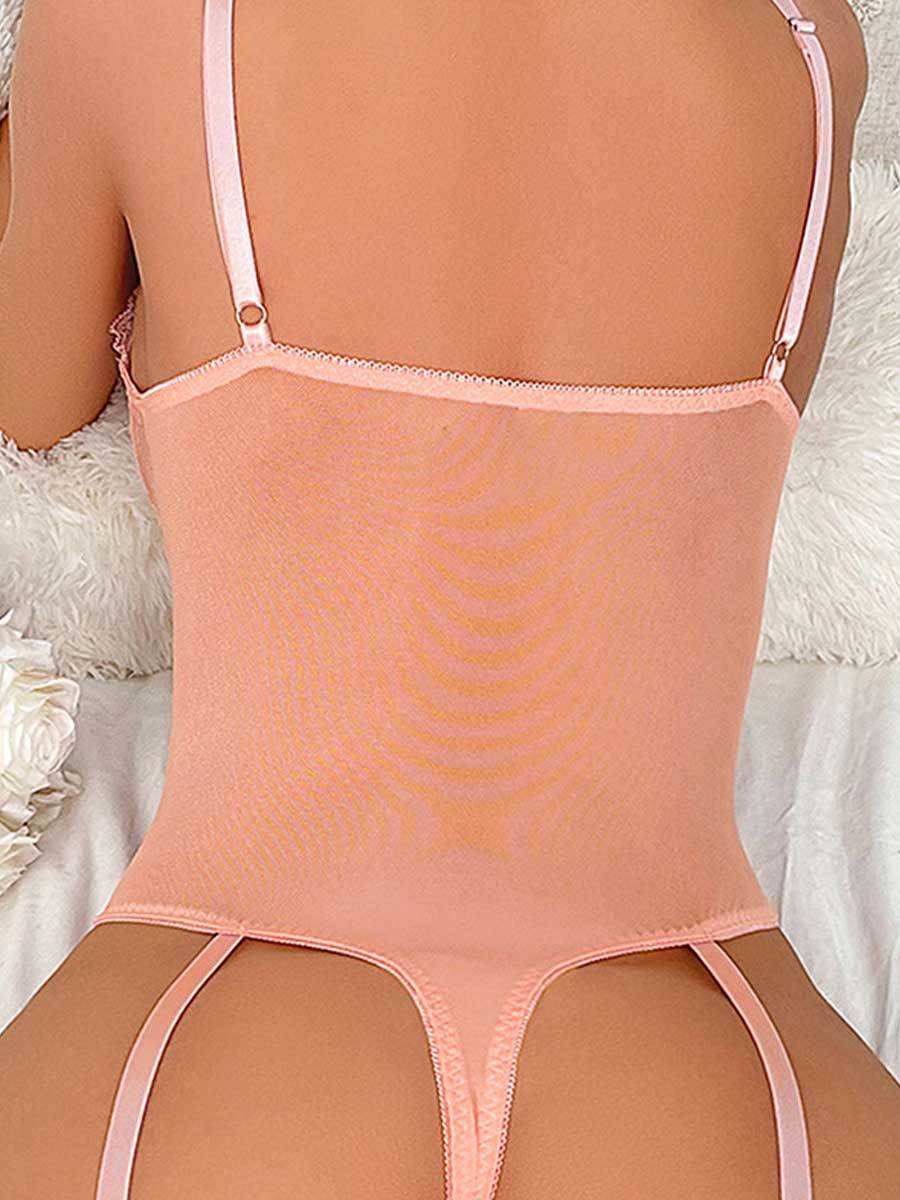 Pink Lace Cut Out Teddy Lingerie YOMORIO Pink Lace Cut Out Teddy Lingerie YOMORIO