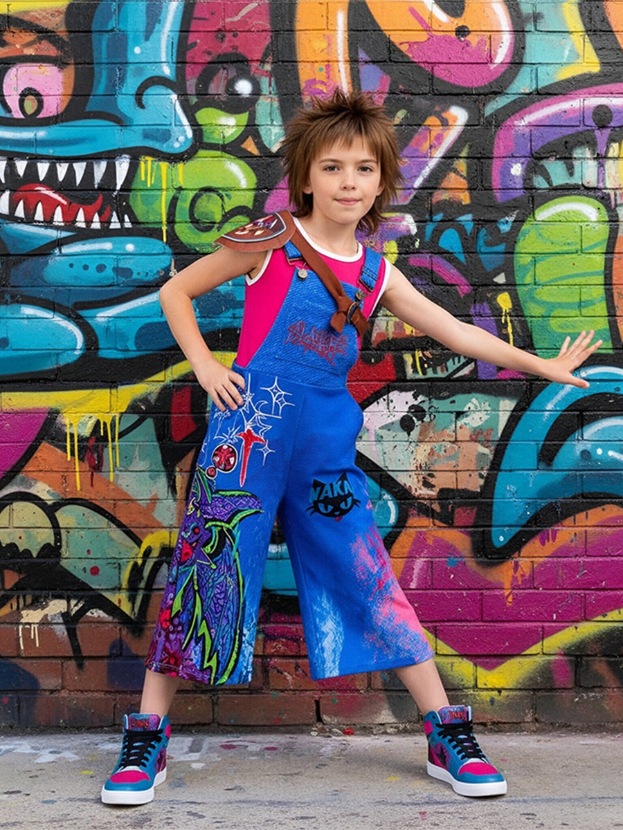 Forgotten Island Jo Costume for Kids Animated Graphic Cosplay Overalls Set 