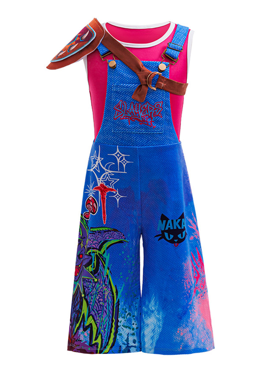 Forgotten Island Jo Costume for Kids Animated Graphic Cosplay Overalls Set 