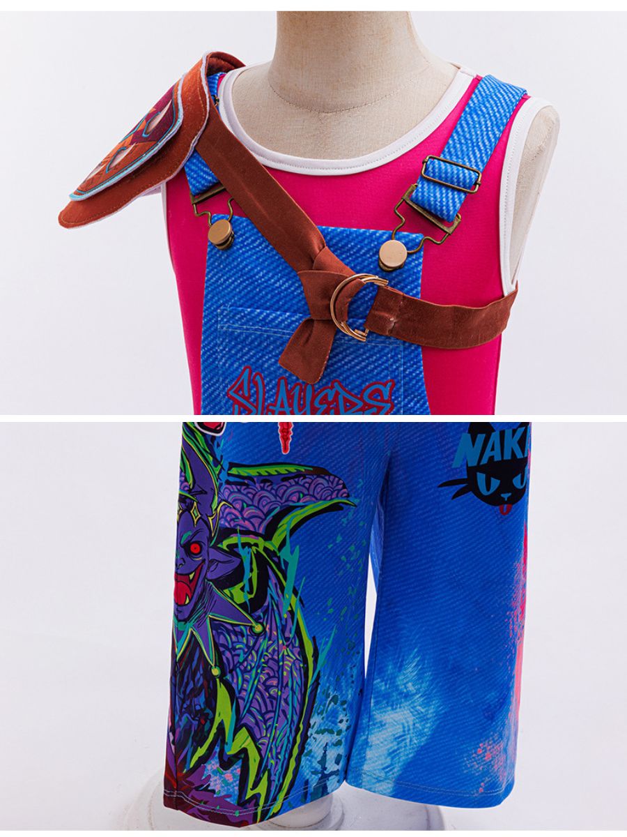 Forgotten Island Jo Costume for Kids Animated Graphic Cosplay Overalls Set 